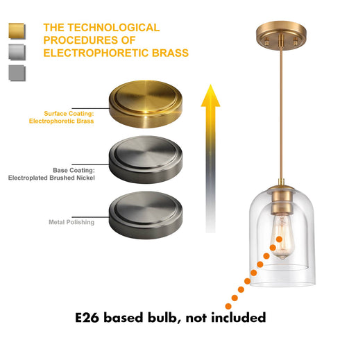 Modern Brass Mini Pendant Light Double Bell Glass Shade